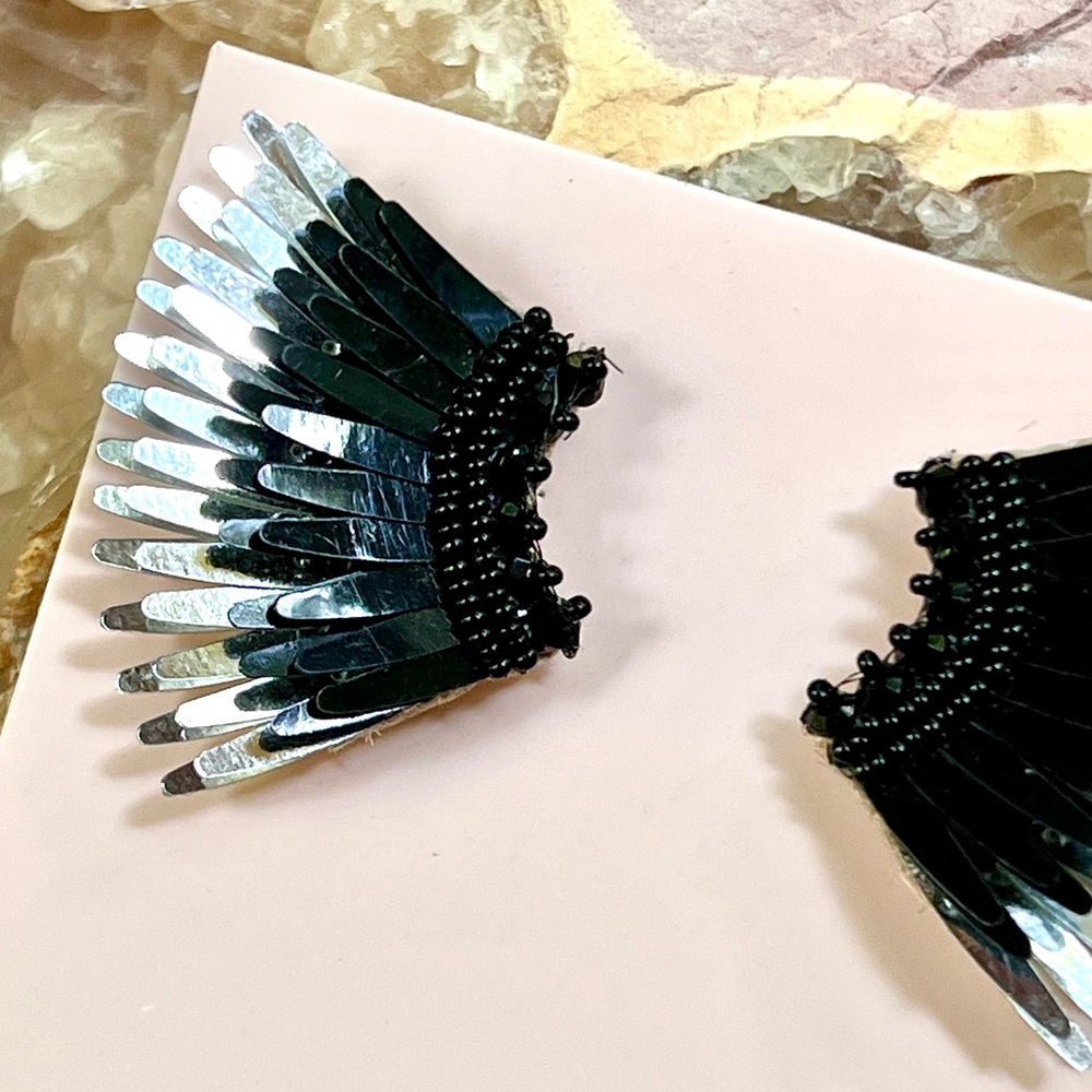 NWT Mignonne Gavigan Mini Madeline Earrings Black Silver - Picture 3 of 16